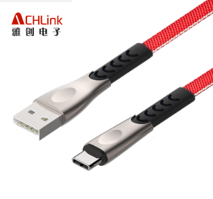 编网编织锌合金鱼叉形长网尾数据线充电线厂家